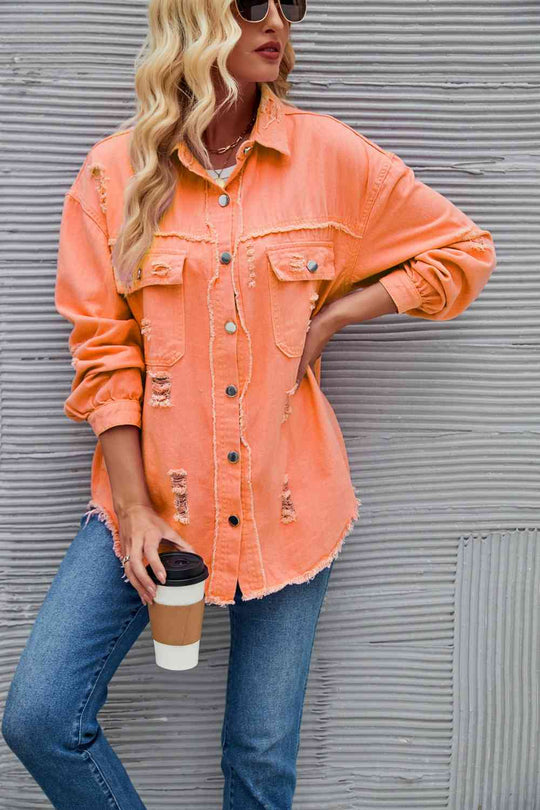 EB | Zerrissene Rohsaum-Denimjacke