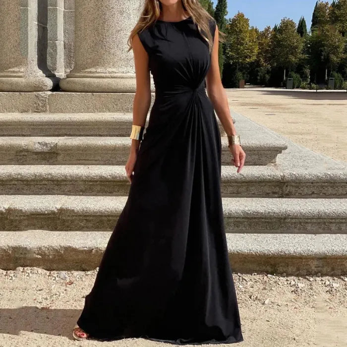 EB | Elegantes Langkleid mit Langen Ärmeln, Revers und Unifarbenem V-Ausschnitt für Damen