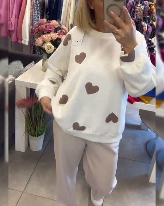 EB | Frauen Casual Herz Pullover