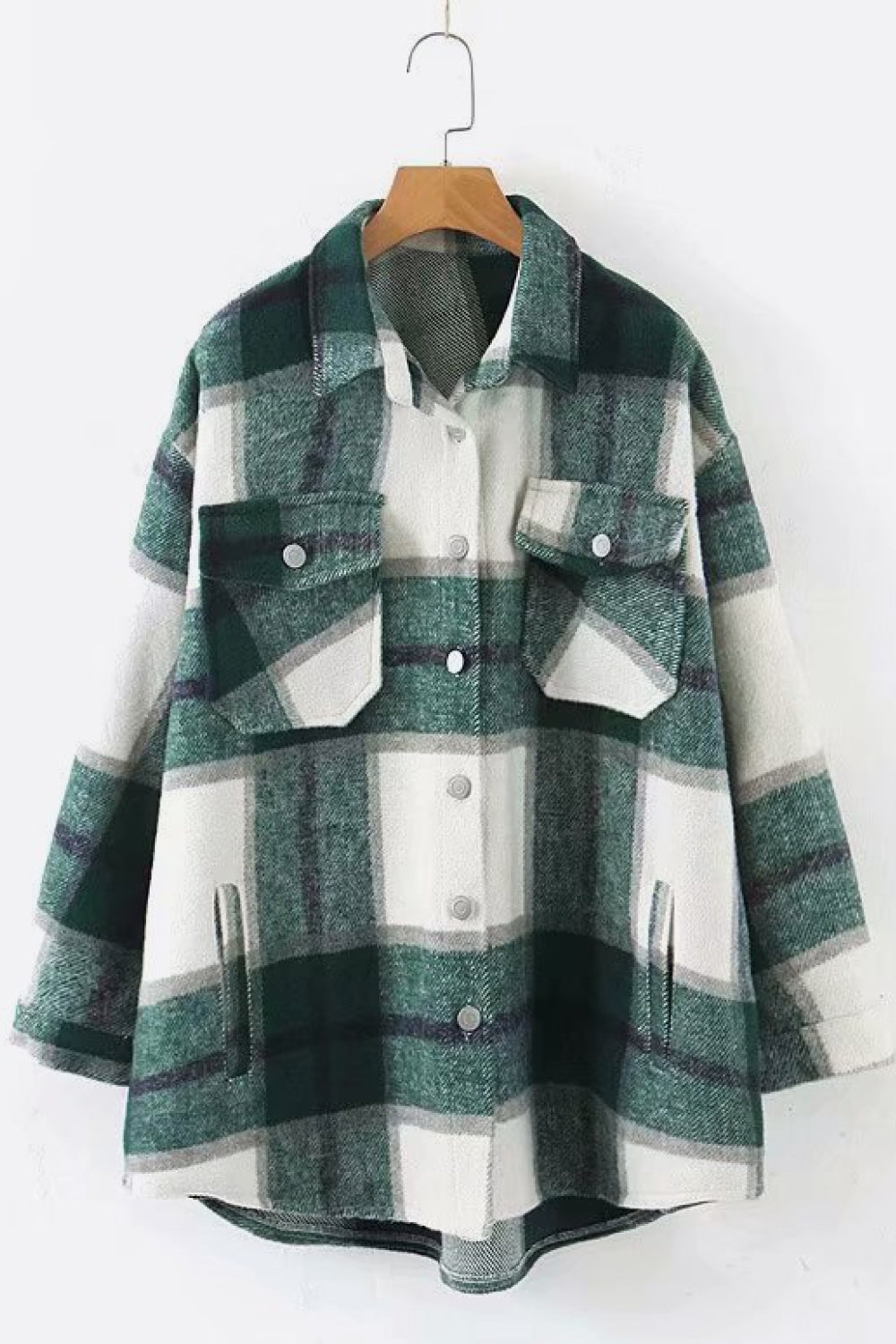 EB | Karo Gefallen Schulter Shirtjacke