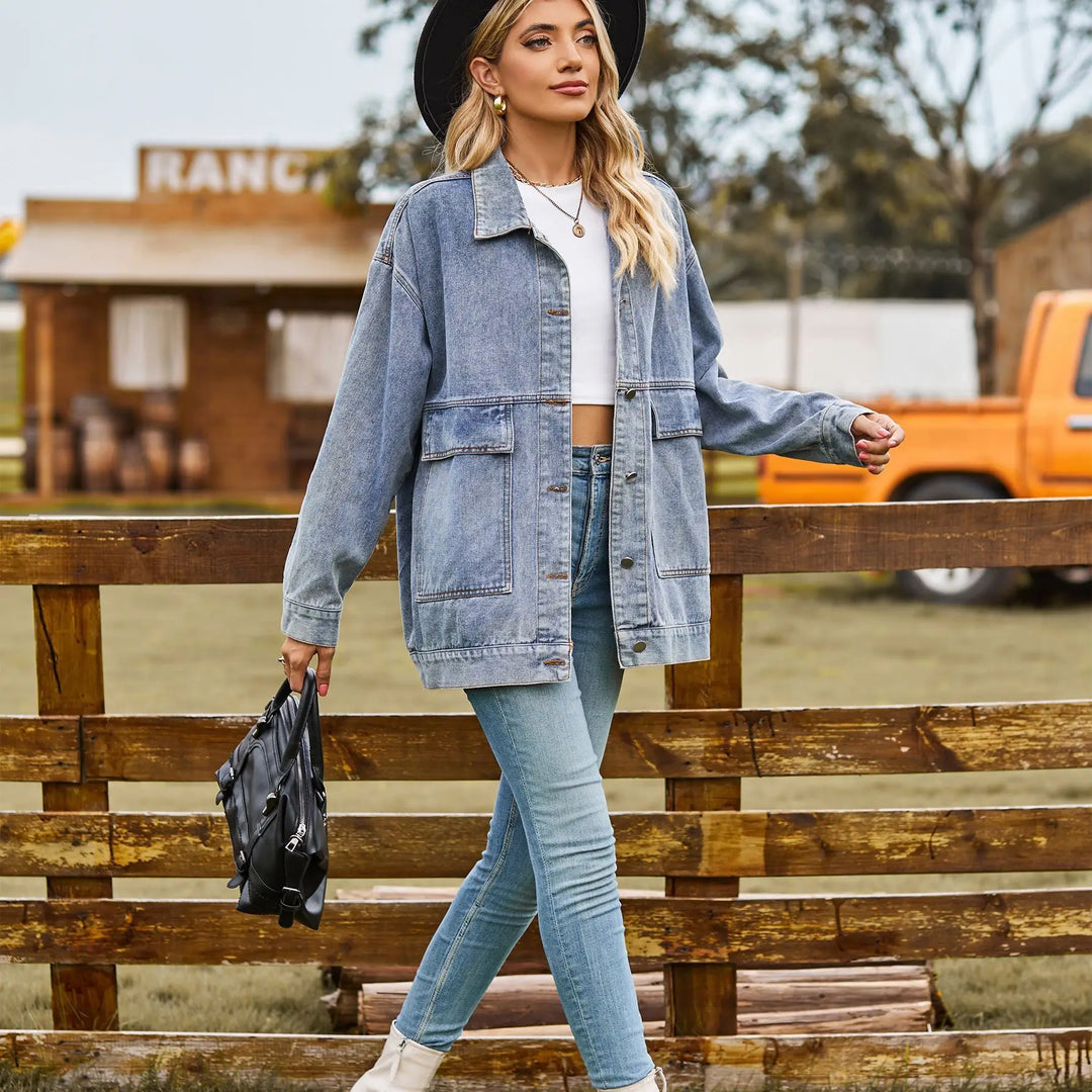 EB | Übergröße Denim Damenjacke mit Bequemer Passform