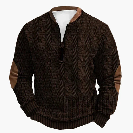 EB | Strickpullover mit Zopfmuster und Viertelreißverschluss - Modischer Freizeitpullover für Herbst und Winter