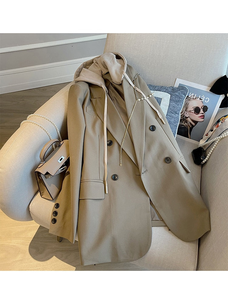 EB | Blazer mit Kapuze für Damen Herbst- und Winterkleidung