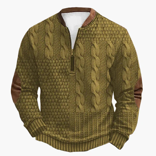 EB | Strickpullover mit Zopfmuster und Viertelreißverschluss - Modischer Freizeitpullover für Herbst und Winter
