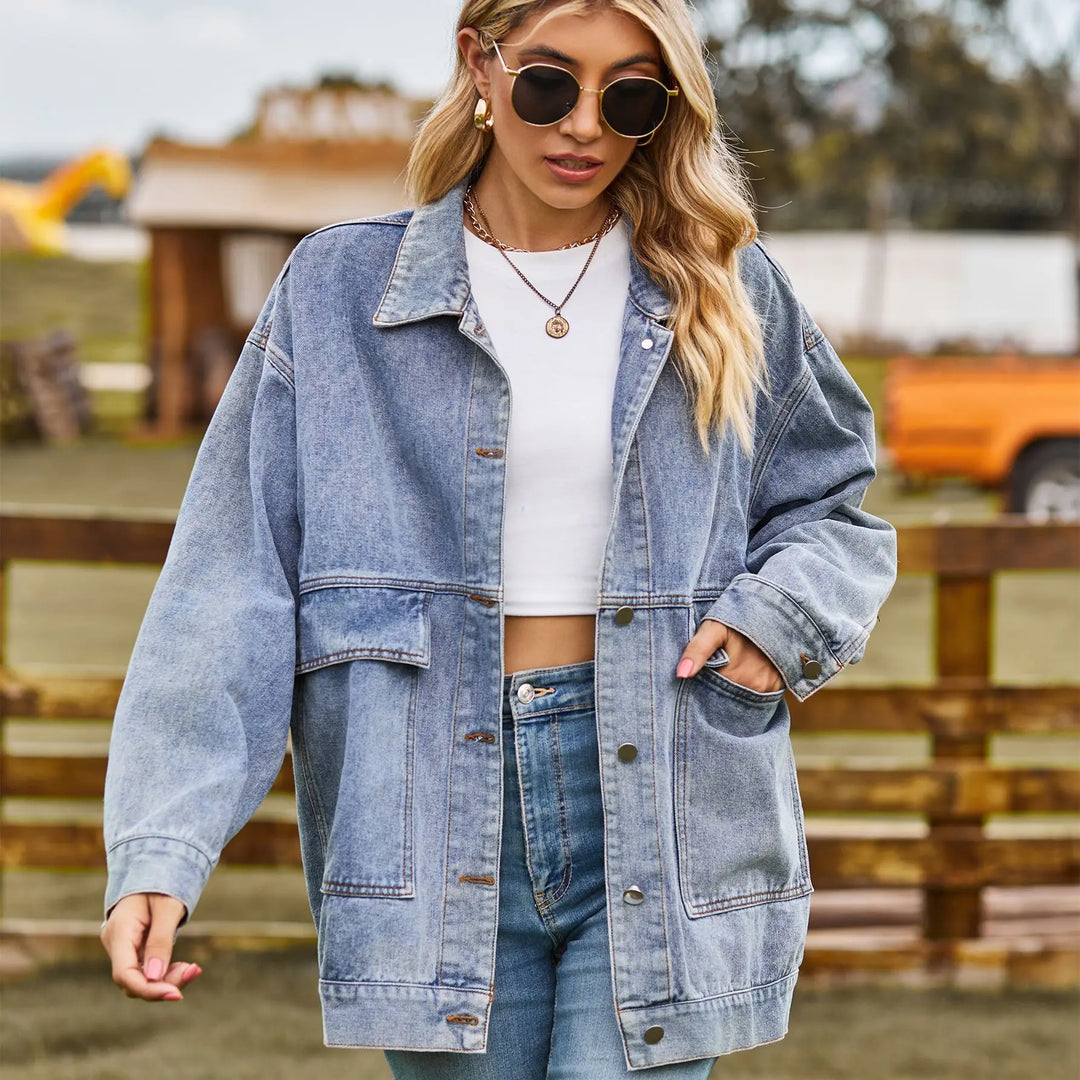 EB | Übergröße Denim Damenjacke mit Bequemer Passform