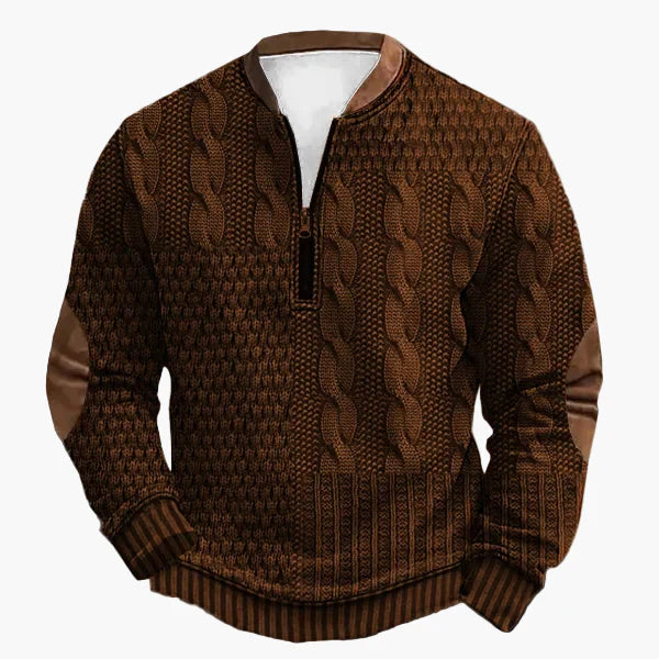EB | Strickpullover mit Zopfmuster und Viertelreißverschluss - Modischer Freizeitpullover für Herbst und Winter