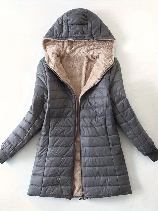 EB | Damen Lange Lässige Puffer Winterjacke