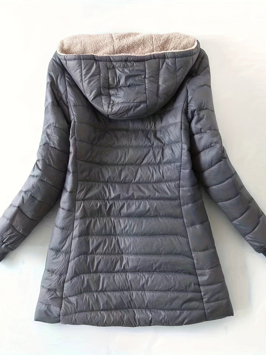 EB | Damen Lange Lässige Puffer Winterjacke