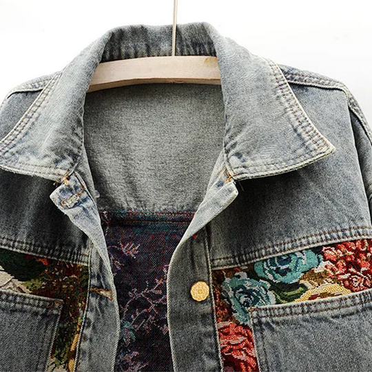 EB | Trendy Blumen Denim Jacke für Frauen