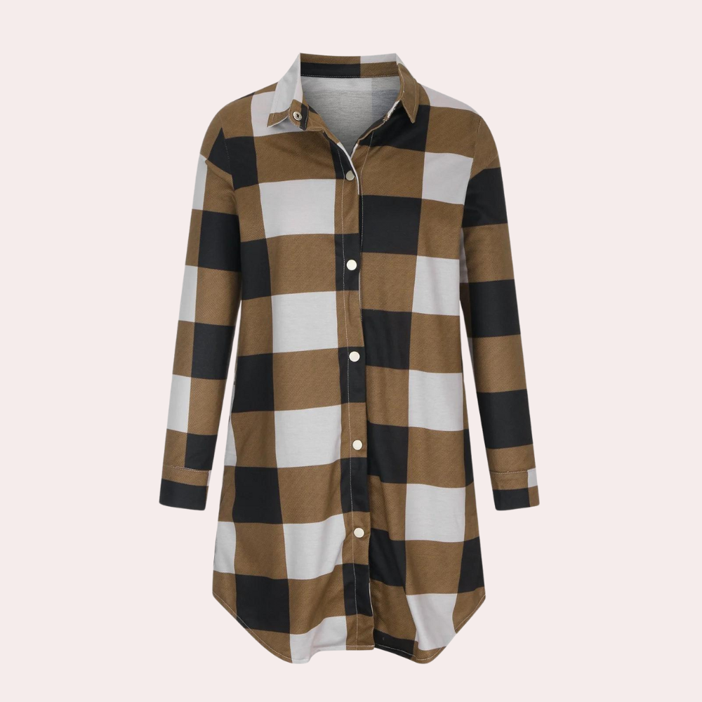 EB | Kariertes Herbstjacke in Midilänge für Damen