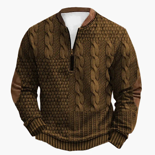 EB | Strickpullover mit Zopfmuster und Viertelreißverschluss - Modischer Freizeitpullover für Herbst und Winter