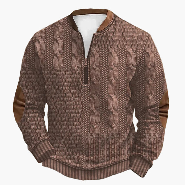 EB | Strickpullover mit Zopfmuster und Viertelreißverschluss - Modischer Freizeitpullover für Herbst und Winter