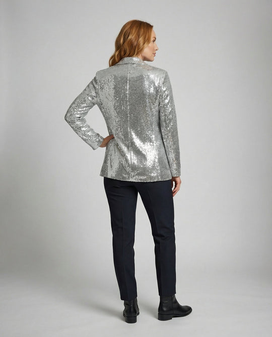 Glamouröser Pailletten Revers Blazer | EB
