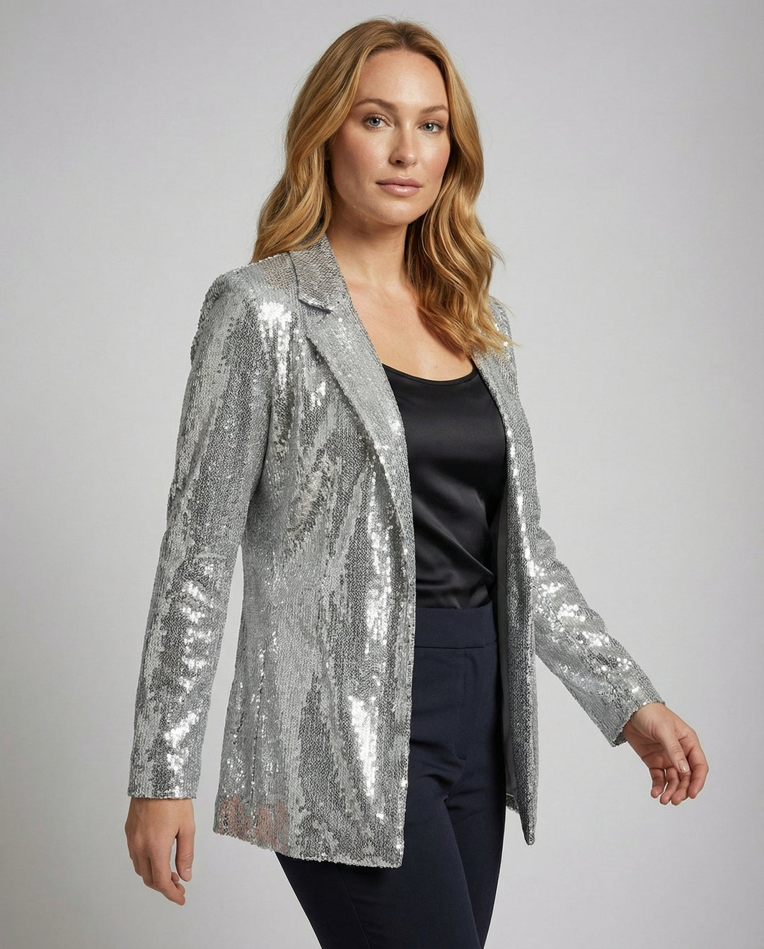 Glamouröser Pailletten Revers Blazer | EB
