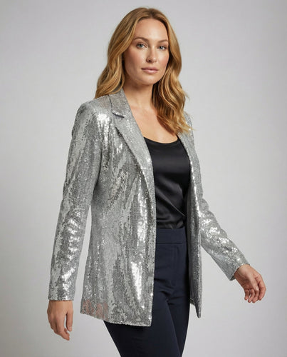 Glamouröser Pailletten Revers Blazer | EB