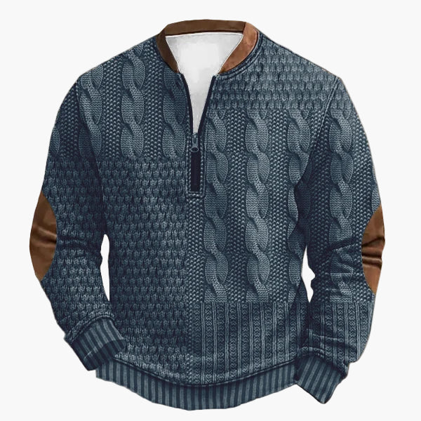 EB | Strickpullover mit Zopfmuster und Viertelreißverschluss - Modischer Freizeitpullover für Herbst und Winter