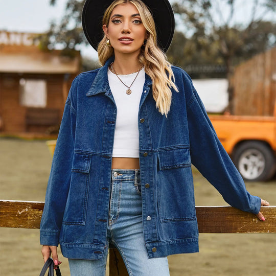 EB | Übergröße Denim Damenjacke mit Bequemer Passform
