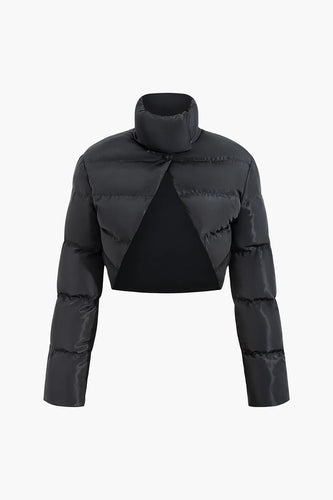 EB | Schwarze Stehkragen Cut Out Pufferjacke