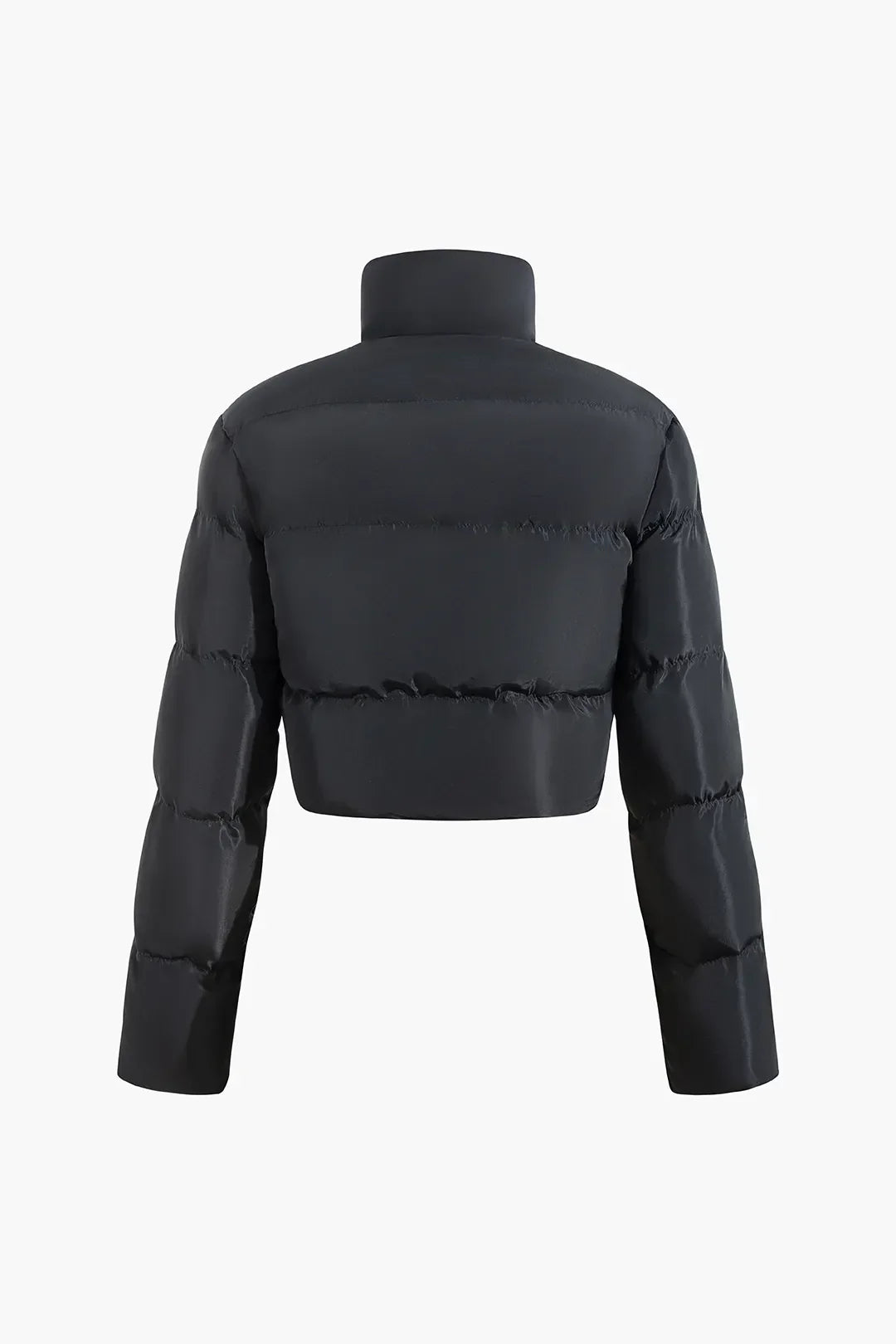 EB | Schwarze Stehkragen Cut Out Pufferjacke