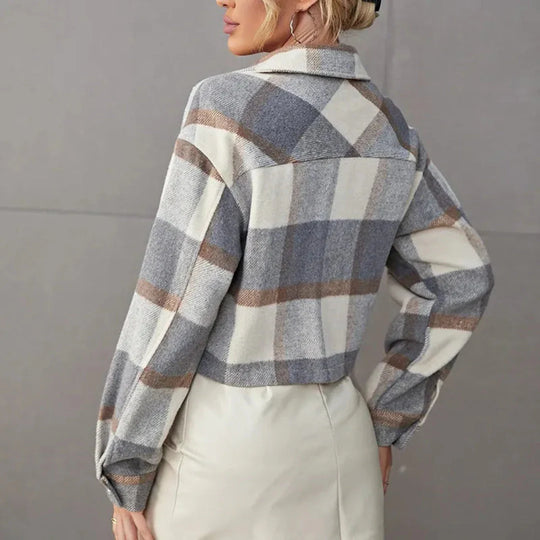 EB | Button-Up Gekürzte Karierte Jacke