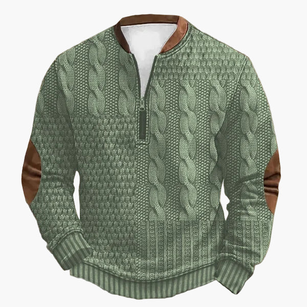 EB | Strickpullover mit Zopfmuster und Viertelreißverschluss - Modischer Freizeitpullover für Herbst und Winter