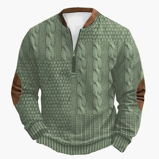 EB | Strickpullover mit Zopfmuster und Viertelreißverschluss - Modischer Freizeitpullover für Herbst und Winter