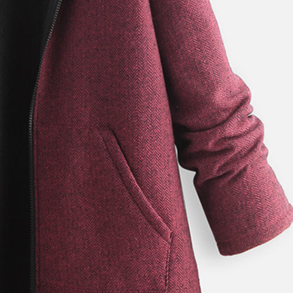 EB | Lange Jacke - Wasserabweisend - Weiche Fütterung - Kapuze - Reißverschluss - Praktische Taschen