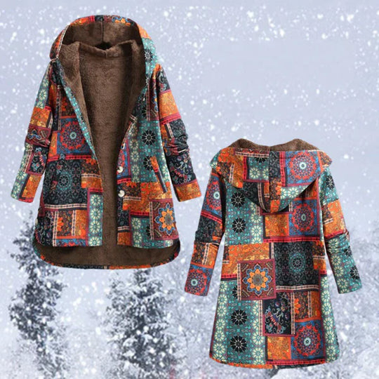 EB | Bohemian Wintermantel mit Blumenmuster