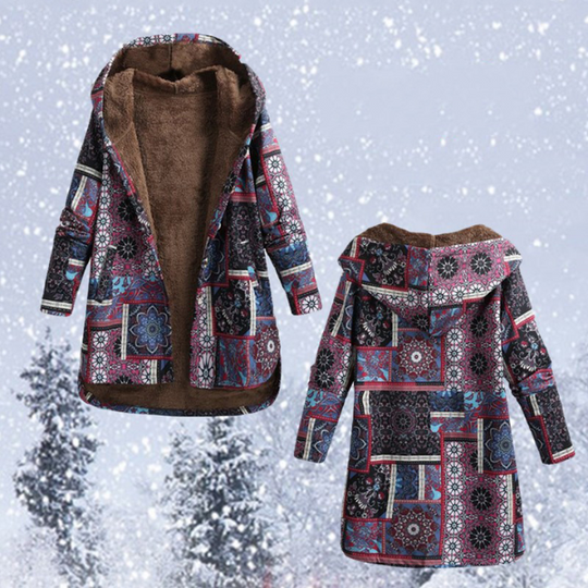 EB | Bohemian Wintermantel mit Blumenmuster