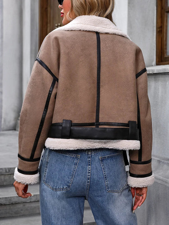 EB | Stylische Pilotjacke Aus Imitat-Lammfell