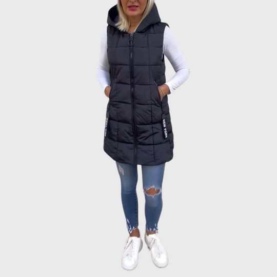 EB | Damen Eleganter Ärmelloser Gepolsterter Wintermantel