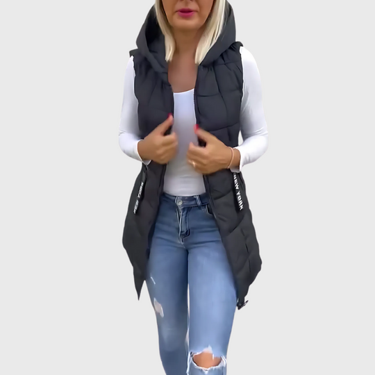 EB | Damen Eleganter Ärmelloser Gepolsterter Wintermantel