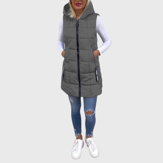 EB | Damen Eleganter Ärmelloser Gepolsterter Wintermantel