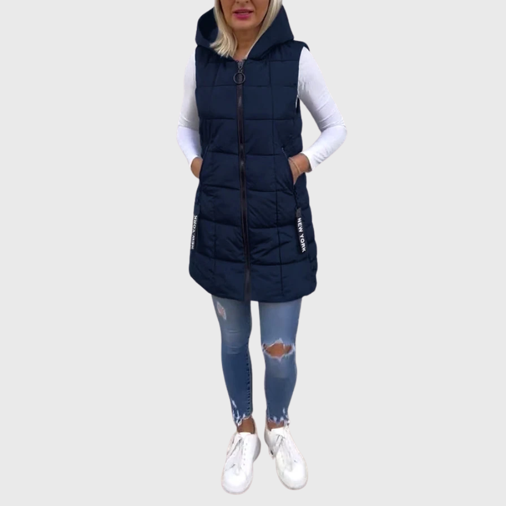 EB | Damen Eleganter Ärmelloser Gepolsterter Wintermantel