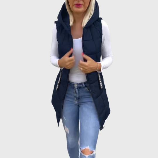 EB | Damen Eleganter Ärmelloser Gepolsterter Wintermantel