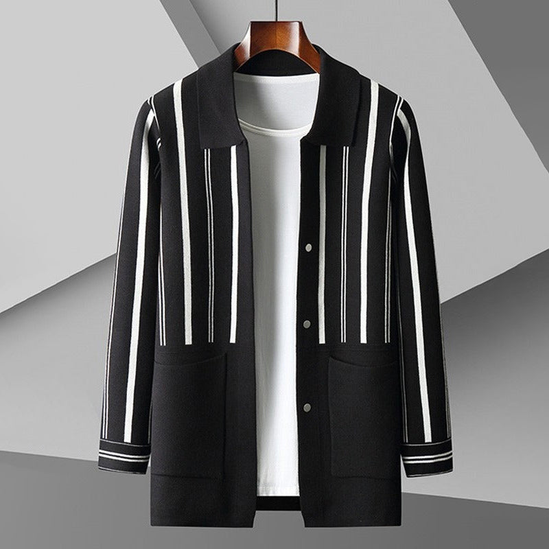 EB | Strickjacke Lockere Passform Wollmischung Knopfverschluss mit Taschen