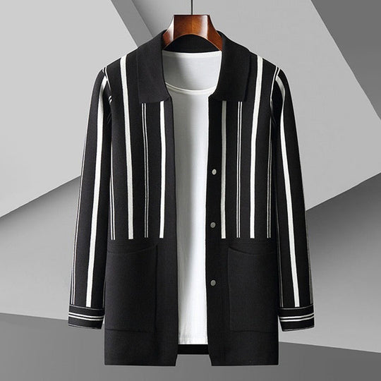 EB | Strickjacke Lockere Passform Wollmischung Knopfverschluss mit Taschen
