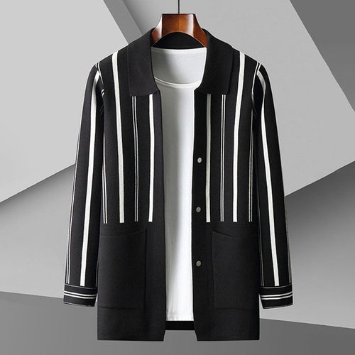 EB | Strickjacke Lockere Passform Wollmischung Knopfverschluss mit Taschen