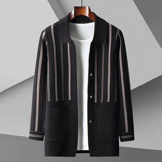 EB | Strickjacke Lockere Passform Wollmischung Knopfverschluss mit Taschen
