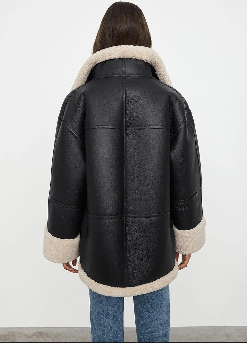EB | Damen Warme Winterjacke mit Pelzkragen und Weicher Fütterung