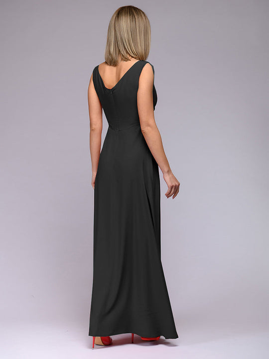 EB | Elegantes Maxi Kleid mit Tiefem V-Ausschnitt und Schlitz
