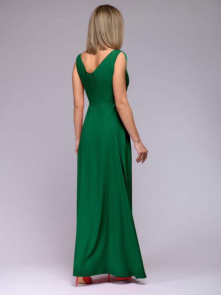 EB | Elegantes Maxi Kleid mit Tiefem V-Ausschnitt und Schlitz