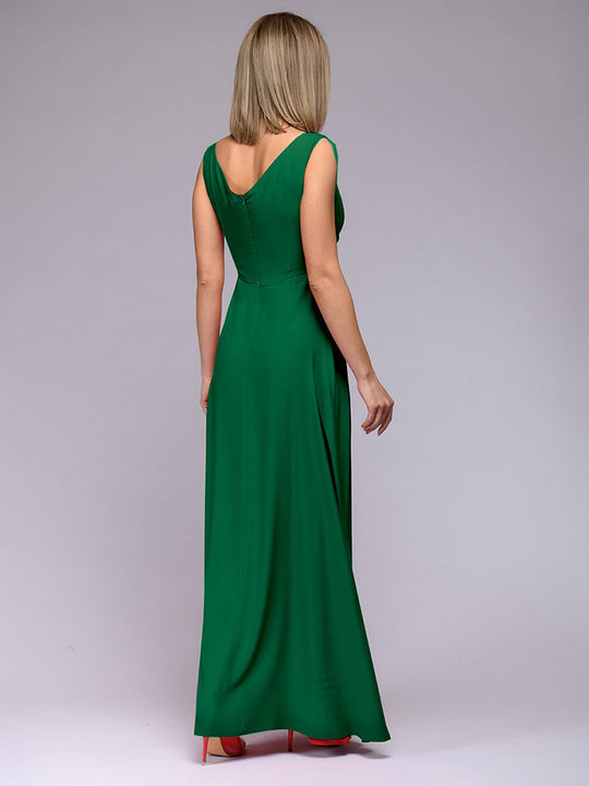 EB | Elegantes Maxi Kleid mit Tiefem V-Ausschnitt und Schlitz