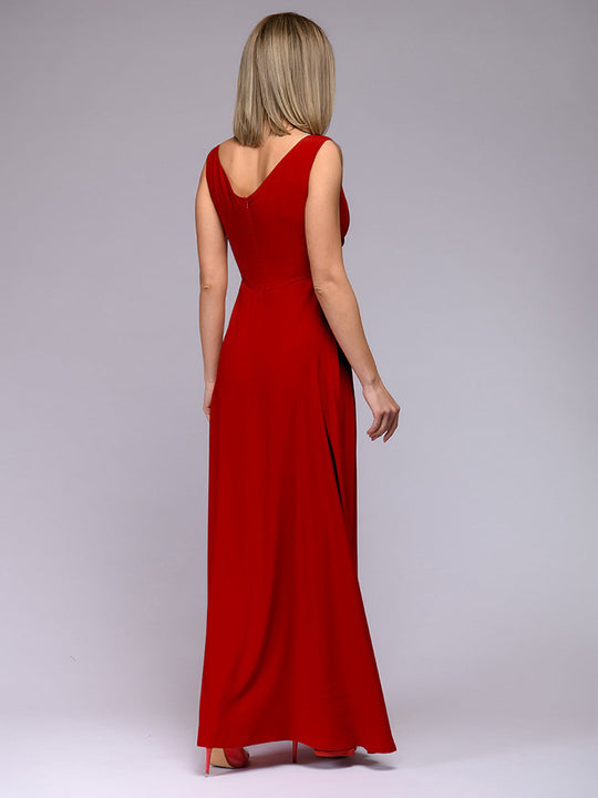 EB | Elegantes Maxi Kleid mit Tiefem V-Ausschnitt und Schlitz