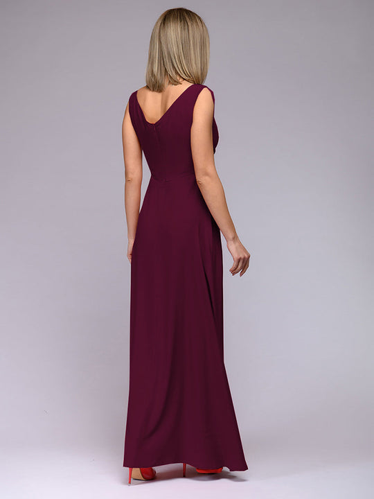 EB | Elegantes Maxi Kleid mit Tiefem V-Ausschnitt und Schlitz
