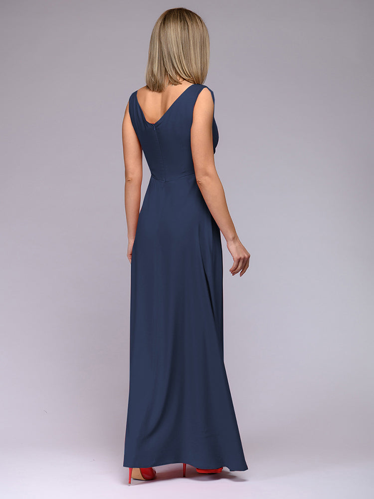 EB | Elegantes Maxi Kleid mit Tiefem V-Ausschnitt und Schlitz