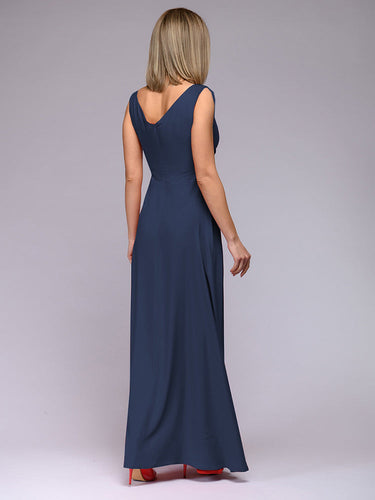 EB | Elegantes Maxi Kleid mit Tiefem V-Ausschnitt und Schlitz
