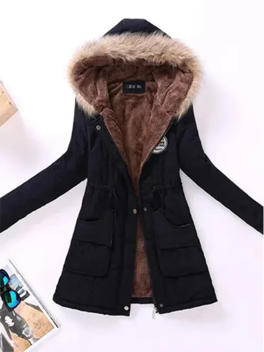 EB | Winterjacke mit Kapuze und Innenfutter für Frauen Ideal für Den Alltag