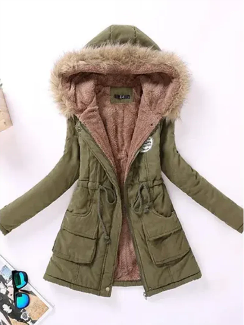 EB | Winterjacke mit Kapuze und Innenfutter für Frauen Ideal für Den Alltag