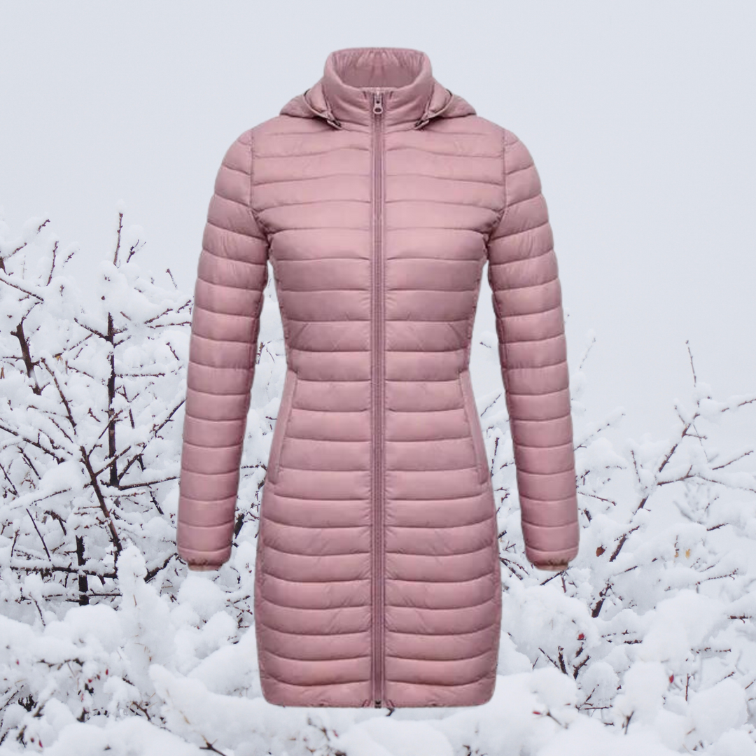 EB | Damen Lange Warme Gepolsterte Winterjacke mit Kapuze